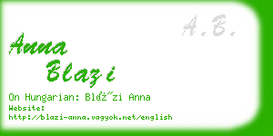 anna blazi business card